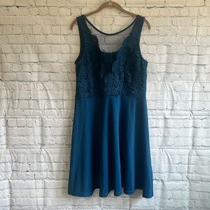 Grace Karin blue fit and flare lace top dress‎ woman’s size XL